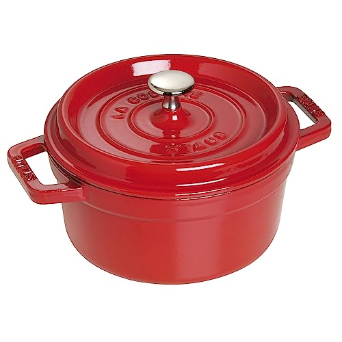 Image of STAUB Cast Iron Round Cocotte, Dutch Oven, 2.75-quart, serves 2-3, Made in France, Cherry