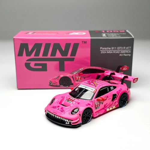 Image of MINI GT 1:64 Porsche 911 GT3 R #77 inchRoxy AO Racing 2024 IMSA Road America, Pink, Mijo Exclusives