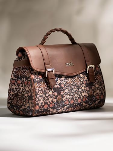 Image of ZOUK Heritage Satchel Bag - Gwalior Weaves | Jute | Vegan Leather Handcrafted With Detachable Sling Strap