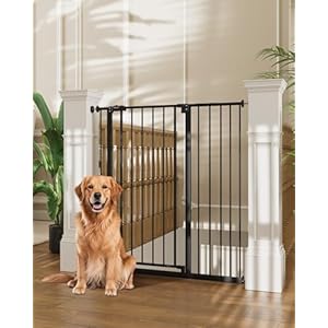 InnoTruth 36″ Extra Tall Baby Gate for Stairs, 28.9-42.1″ Dog Gates for Doorways One-Hand Open,Dual Lock Dog Gates for The House, Hallways, Bedroom, Separate Pet & Baby,Easy Install Safety Gate,Black