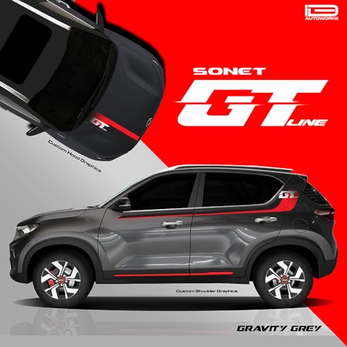 Image of GT Edition Car Graphics for Kia Sonet | Colour - Gravity Grey | Size - 30.5 x 7 cm