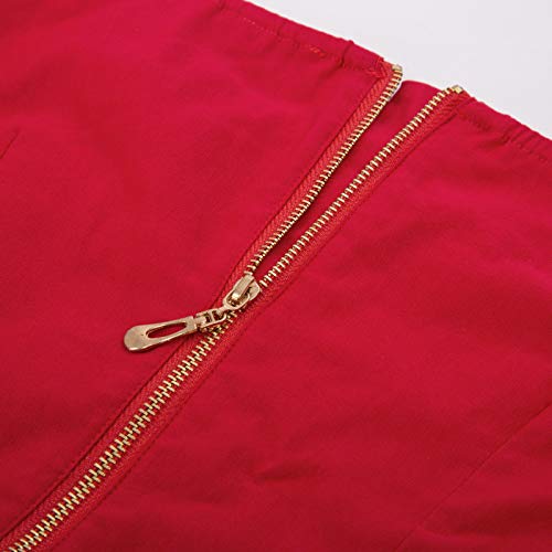 Women's Off Shoulder Mermaid Dress Retro 1950s Style Long Sleeve Formal Pencil Dress, Red, Medium