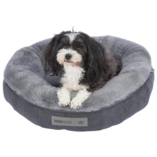 TRIXIE Hundebett Liano ø 60 cm in grau - weiches Hundekissen mit Schaumstoffflocken-Füllung - Hundekorb für mittelgroße Hunde - rutschfest und waschbar - 37976