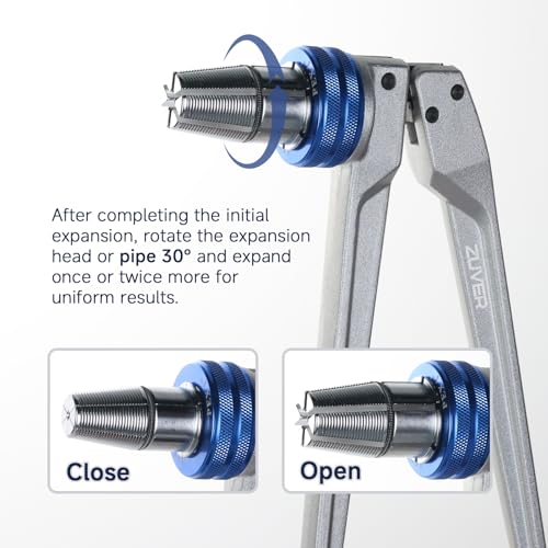 ZUVER Pipe Expansion Tool for PEX Tube, ASTM F1960 Compliant - Featuring 1/2”, 3/4”, 1” Expander Heads and Cutting Plier ProPEX Expander Kit by ZUVER - Image 4