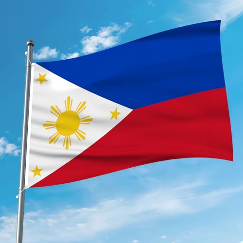 Image of AhfuLife 4Pcs Philippines Flag 3x5 Ft, Large Filipino Flag National Flags for Outside - Double Side with Brass Eyelets for World Cup Party Decorations, Soccer Party Bar Garden Decoration Indoor Outdoor