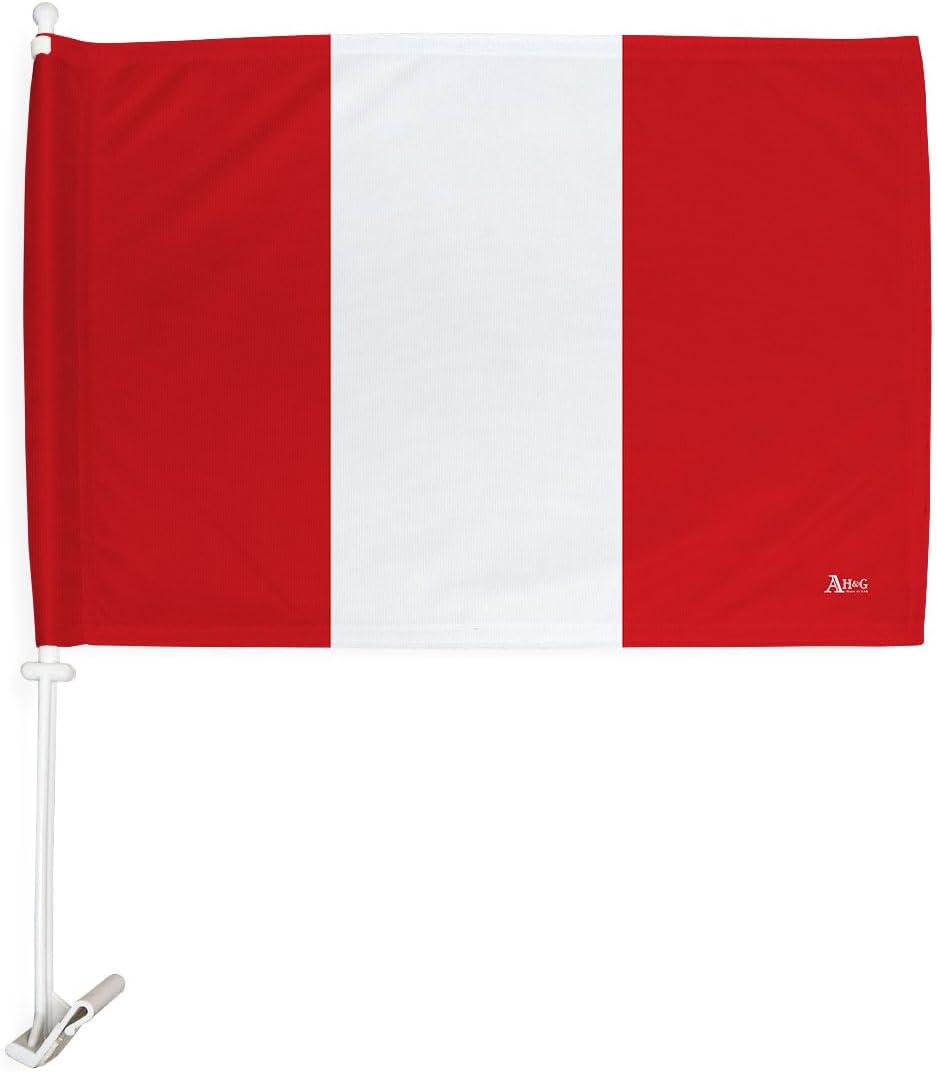 Breeze Decor Copa America 2024 Peru Car Flag 2 PCS Pack Bandera Para Carros De Peruvian Window Clip Sports Fan Gifts World Cup Football Poster Pole Mount League, Patriotic Decorations Made in USA