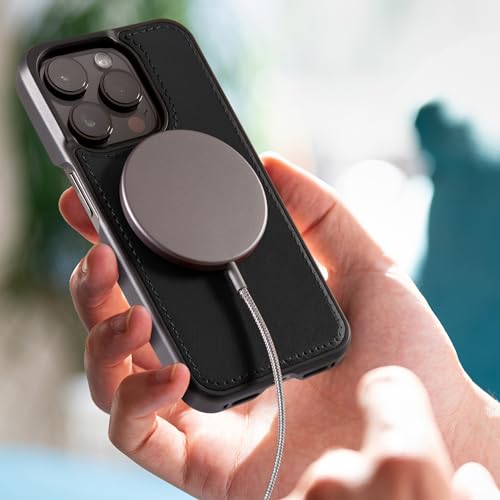 Dreem Empower Magnetic Wireless Charger Pad (Secondes d'usine) - Compatible avec MagSafe pour iPhone 17/16/15/14/13/12 & Qi-Certified Devices - Premium Vegan Leather [SIYAH] – vue 5