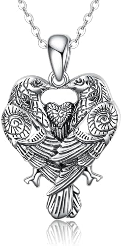 AXELUNA Retro Raven Necklace 925 Sterling Silver Two Ravens Penda...