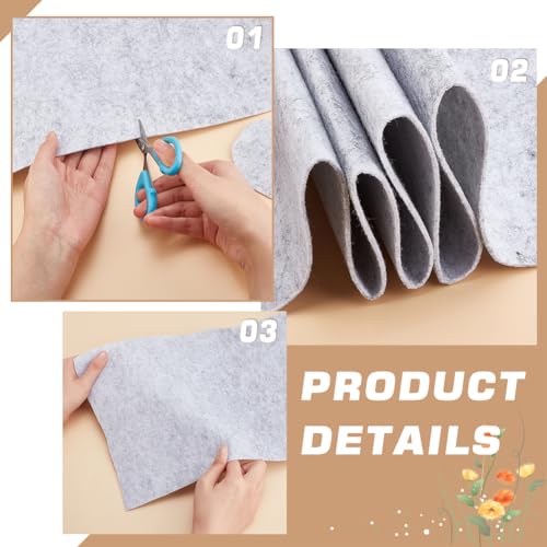 Image of BENECREAT 118x9.8 Inch Felt Fabric Roll, Craft Felt Cloth, 2mm Thick Single Face Light Grey Non-Woven Polyester Craft Fabric for Sewing Quilting, Handwork Project DIY