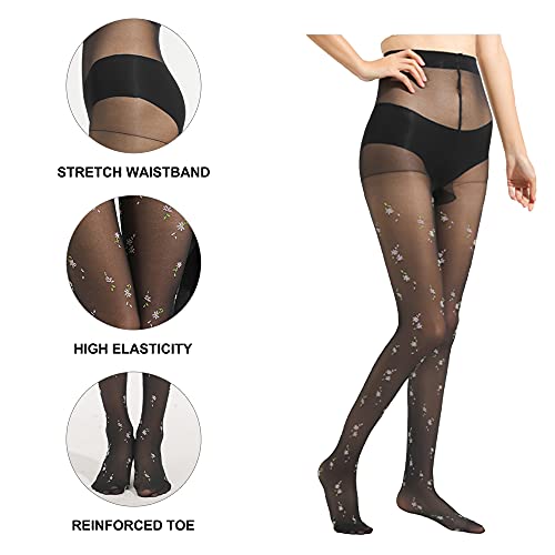 Image of Sahabowi Women Tights, Female Sheer High Waist Pantyhose, Vintage Control Top Stockings