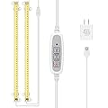 Mosthink LED Plant Grow Light Strips Full Spectrum for Indoor Plants with Auto ON/Off Timer, 48 LEDs / 4 Dimmable Levels, Sunlike Grow Lamp for Hydroponics Succulent, 2 Pack