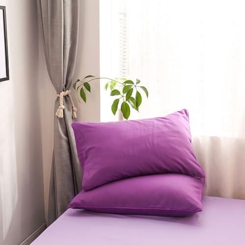 Highdi Juego de Ropa de Cama 4 piezas de Microfibra Suave, Funda Nórdica para Cama 120-220 Incluido 1 Funda de Edredón, 1 Ropa de cama y 1/2 Fundas Almohada (Cama 180cm 180x220cm,Violeta Claro Oscuro) - imagen 6