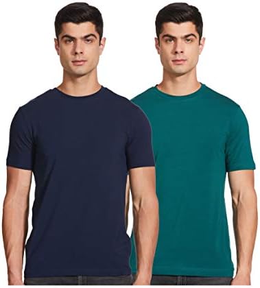 Amazon Brand - Symbol Men's Solid Cotton T Shirt | Round Neck | Half Sleeve | Plain | Combo Pack of 2-Regular Fit (Available in Plus Sizes)