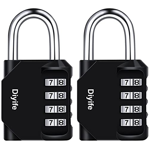 DIYIFE 2er Pack 4-Stelliges Zahlenschloss, Vorhängeschloss, Kombinationsschloss, Wetterfestes Metall & Plated Steel Combination Lock für Schule, Gym Locker, Garage, Gatter, Hasp Cabinet & Storage