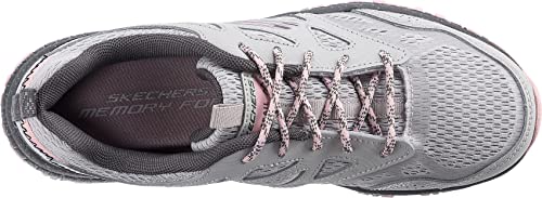 Skechers Damen Hillcrest Pure Escapade Walking-Schuh, Gray Leather Mesh Pink Trim, 38 EU