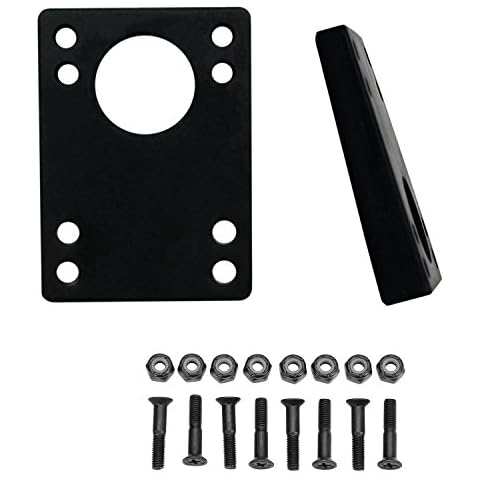 H Block Longboard Angled Riser Pads & Black 1.5 in Hardware Cover
