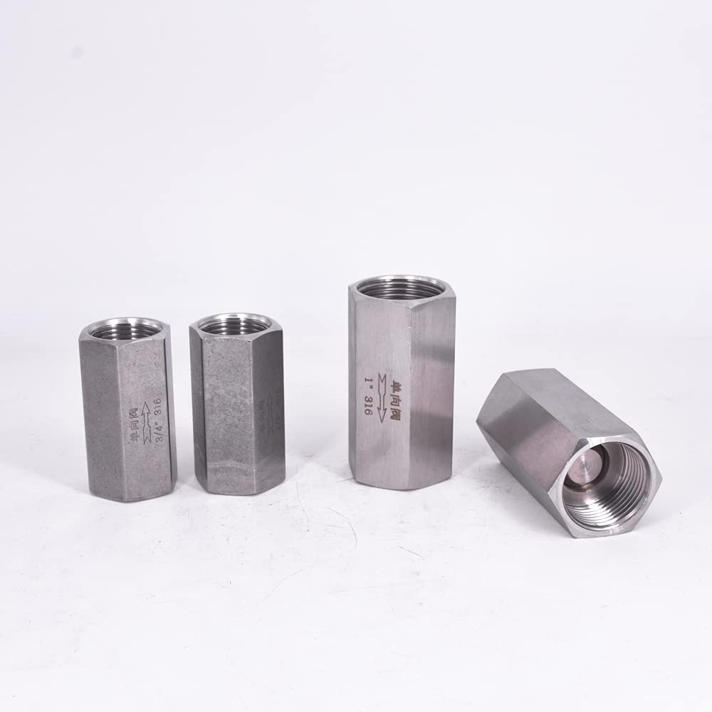 Válvula de retención unidireccional hexagonal hembra a macho BSP de 3/4" (1 unidad), antirretorno, en línea, acero inoxidable 304