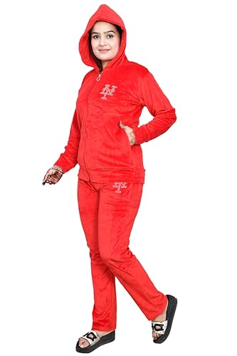 Image of Women's Velvet Track Suit for Women, Winter Wear Night Dress | Ladies Track Suit for Sports Wear, Nightwear, Jogging, Daily Use, Gym Wear