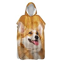 Hiseng Serviette Poncho De Surf À Capuchon Poncho De Bain Chaton Imprimé Plage Serviette à Changement Adulte Ado Microfibre Peignoir Serviettes De