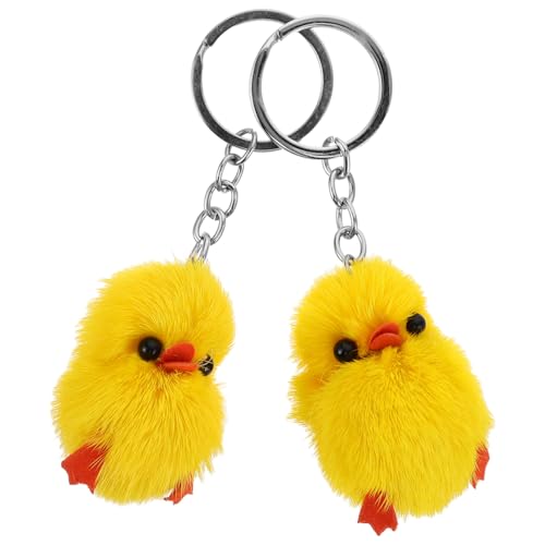 GARIOUANS 2 Llaveros De Patito Amarillo De Peluche para Bolso Bonitos Llaveros De Peluche para Coche Mochilas Llaveros De Peluche Decorativos De Acero Inoxidable para Cumpleaños
