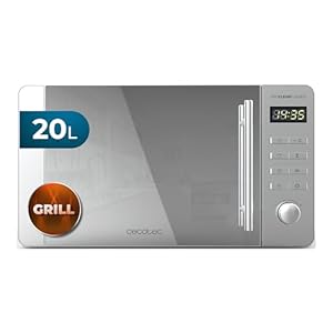 Cecotec Forno a Microonde 20L Proclean 5120 Flatbed Inox. 700W e Grill 800W, 8 Programmi, Schermo Led, Design Mirrordoor, Interno Ceramico, Timer 30 Min, Tecnologia 3Dwave