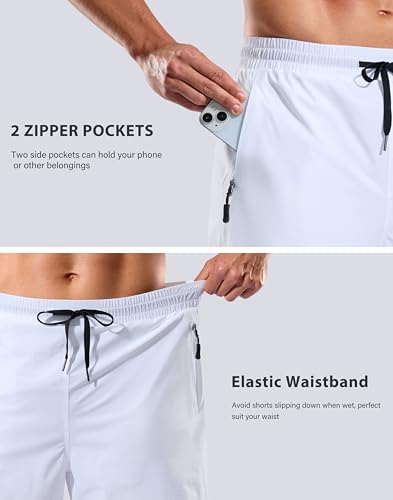 Image of G Gradual Mens Swim Trunks with Compression Liner 7 inch /9'' Quick Dry Board Shorts Swimsuit Bathing Suit for Men Zipper Pockets