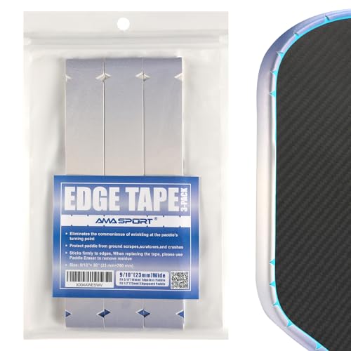 AMA SPORT Pickleball Paddle Edge Guard Tape 3 Pack Edge Protection Tapes 23mm Width Paddle Edge Cover Perfectly Fits Curved Edge Without Wrinkling (Blue Gray Gradient)