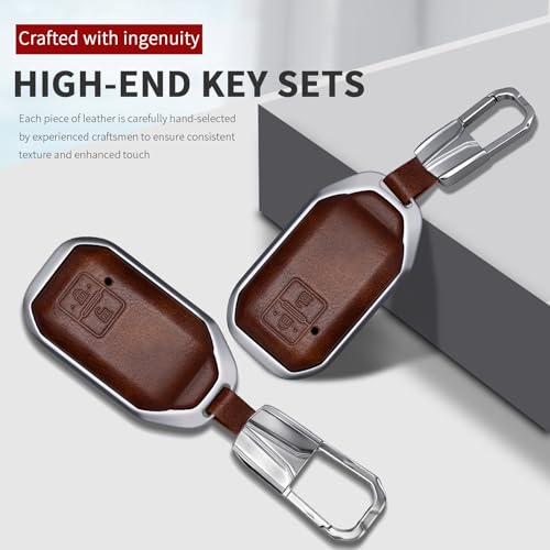 Image of Bicolor Metal Key Cover Compatible for Suzuki Baleno, Grand Vitara, XL6, Swift, Brezza, Celerio, Ignis, Ertiga, Hyryder 2 Button Key Protective Shell (Brown)