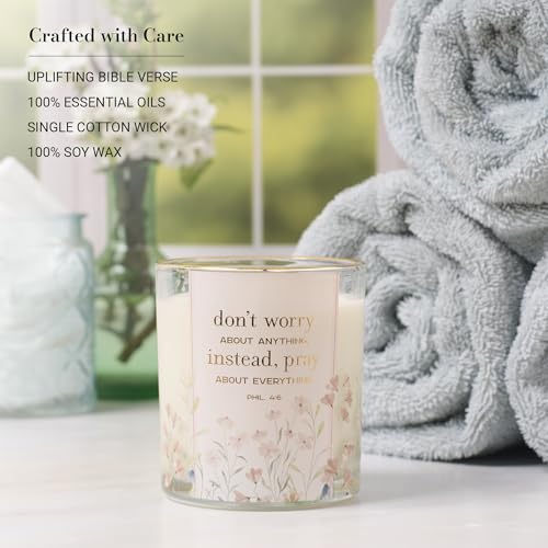 Image of Christian Art Gifts Vanilla & Oakmoss Scented Candle: Don't Worry, Pray