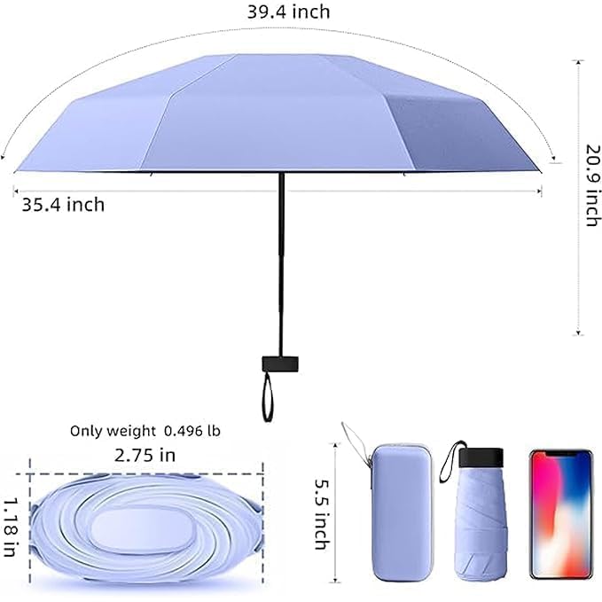 Image of ๐ช๐ข๐ข๐ ๐ญ๐ฌ UV Travel ๐ ๐ถ๐ป๐ถ ๐๐ผ๐น๐ฑ๐ถ๐ป๐ด Ultra Compact pastel ๐จ๐บ๐ฏ๐ฟ๐ฒ๐น๐น๐ฎ with Case, Manual Open ๐ฒ ๐ฅ๐ถ๐ฏ๐ Lightweight ๐ฃ๐ผ๐ฟ๐๐ฎ๐ฏ๐น๐ฒ, Small Sun & Rain ๐ฃ๐ผ๐ฐ๐ธ๐ฒ๐ ๐จ๐บ๐ฏ๐ฟ๐ฒ๐น๐น๐ฎ for Men and Women- Use in ๐ฅ๐ฎ๐ถ๐ป & ๐ฆ๐๐บ๐บ๐ฒ๐ฟ
