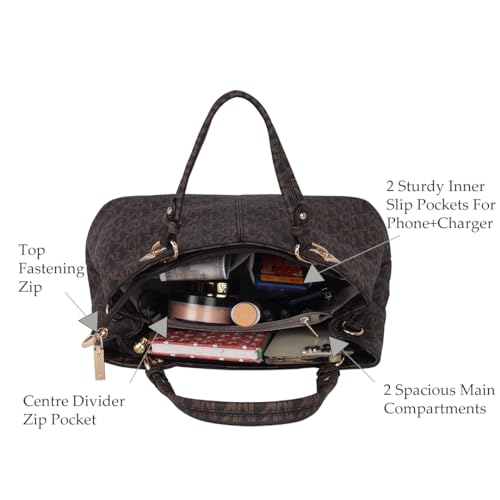 Image of DAZZLE Pu Leather Swiss Ramie Women's Fashion Handheld Bag - Elegant Print & Long Strap