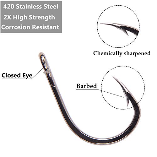 image for AGOOL Live Bait Circle Hooks Saltwater Fishing Hook Stainless Steel Ho