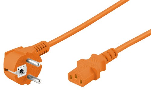 5er Set goobay Netzkabel abgewinkelter (Schutzkontakt auf IEC 320 C13) 3m orange