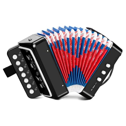 Acordeon Niño, Acordeón Infantil de 10 Teclas con Correas, Instrumento Musical de Acordeón Regalo para Principiantes, Instrumento Musical Acordeón para Niños de Más de 3 Años, Negro