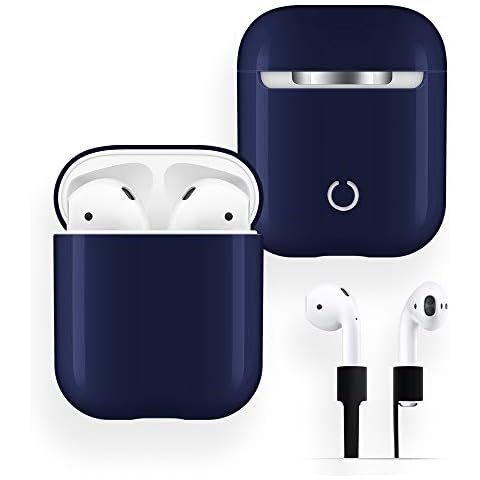 AirPods Case Protective, FRTMA Hard PC [No Collect Dust] Cover and Case for Apple AirPods with Anti-Lost Strap for AirPods Accessories (Midnight Blue) Cover