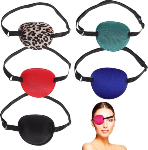 6個 片眼帯, スチームパンクな アイマスク 海賊の眼帯 斜視眼帯 左眼帯 布製眼帯ソフトアイパッチ 海賊独眼竜単アイマスク