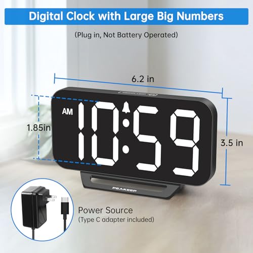 image for Peakeep Small Digital Alarm Clock for Bedrooms, Loud for Heavy Sleeper