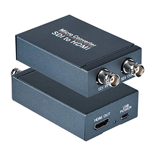 Anber-Tech SDI to HDMI Converter SDI in HDMI Out with SDI Loopout 1080P@60Hz Audio Embedder Support HDMI 1.3 3G/HD-SDI Auto Format Detection Extender for Camera CCTV