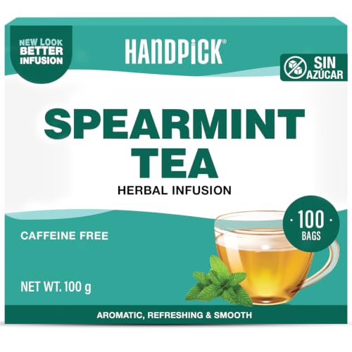 HANDPICK Té De Menta Verde | 100 Bolsitas Redondas Sin Cafeína
