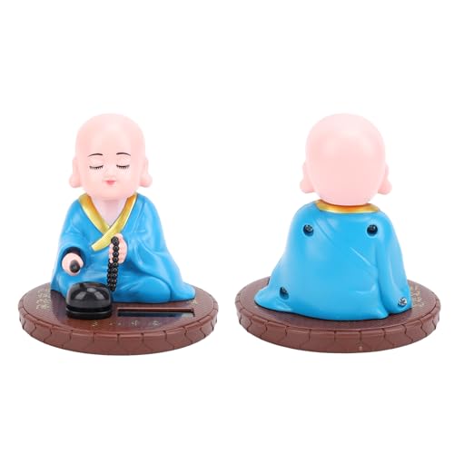 Solar Power Little Monk Figurine, Solar Powered Dancing Toys Chinese Little Monk Figurine Statue Monk Nodding Swing with Solar Energy Sensing for Car Dashboard Ornament Home