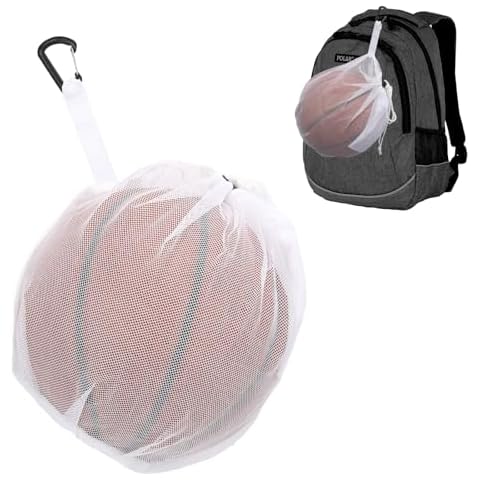 XHGWJHX Single Basketball Bag, Drawstring Football Bag Volleyball Bag Soccer Bag, Mesh ball Bag with Zipper Pocket for Carrying Basketball Volleyball Soccer and Water Polo Cover
