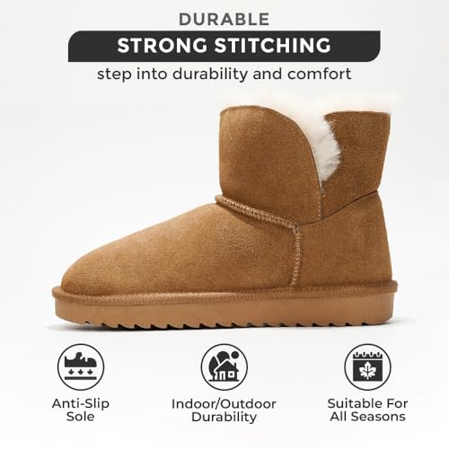 Project Cloud 100% Genuine Suede Boots for Women - Fur Lined Ankle Womens Boots - Comfortable Booties for Women with Memory Foam - Perfect Fur Snow Womens Booties 2025 (Timmy)3
