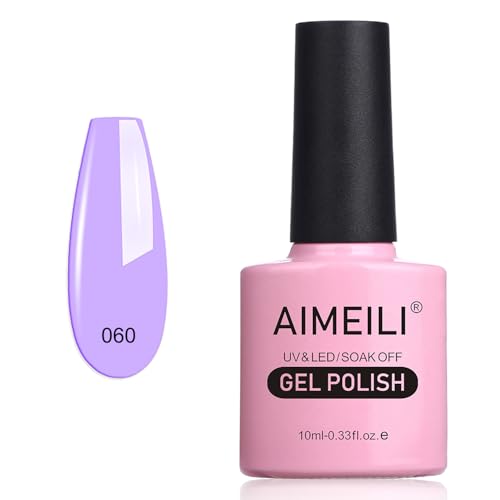 AIMEILI Soak Off UV LED Light Purple Gel Nail Polish - Lavender (060) 10ml
