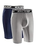 BALEAF Men's Cool Dry 9 Inch Underwear Long Leg Athletic Boxer Briefs Sport Workout Stretch 2-Pack Lightweight Grey/Navy Size L