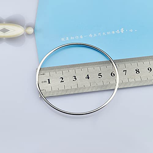 Minimalist Original 925 Sterling Silver Banglest Women Diy Stackable 1/2/3 ..Countless Set Bracelet 2Mm Thick Diameter 60 Mm -65 Mm -68 Mm Jewelry Gift Wife Girls Her (Silver Color 1 Piece A Style, Diameter 60 Mm) #TOP4