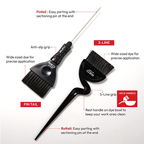 Red by Kiss Kit de coloração de cabelo, tigela de mistura de tintura de cabelo e pincel de corante,