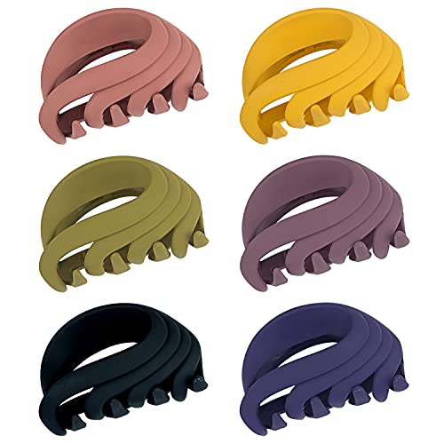 Hair Claw Clips for Thin, Medium & Thick Hair - 2.6 Inch Strong Matte Flower Jaw Clips for Women, Girls & Kids, Non-Slip Clamps with Gift Box (6 Packs, Multi Colors)