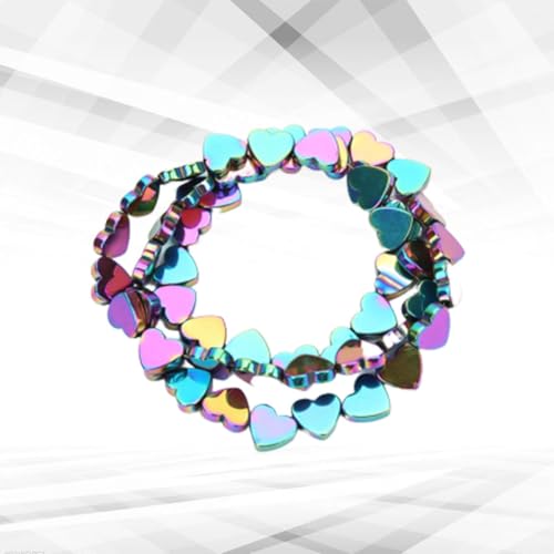 SUPVOX 50pcs Hollow Heart Shape Stone Beads 6mm Colorful Plated Spacer Beads for Jewelry Making DIY Craft Accessories Bracelet Necklace - Image 2