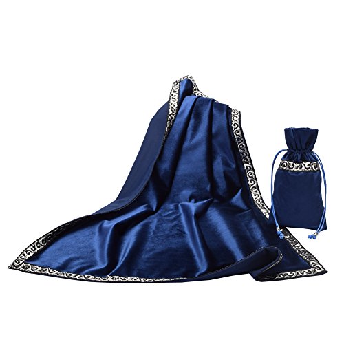 BLESSUME Altar Tarot Tischdecke Samt mit Tarot Tasche (Blau) Cover