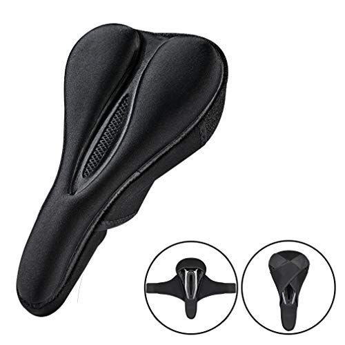 Funda de Gel para Sillin de Bicicleta - Diseño de 7 Capas Hueca y Transpirable, Cubierta de Cojín de Gel de Sílice, Adecuado para el sillín de Bicicleta de montaña,Velcro Ajustable (M:26x14cm)